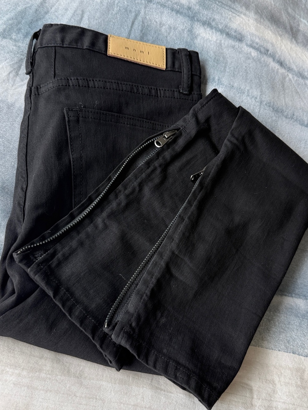 MNML Black Skinny Stretch Jeans with Side Zippers